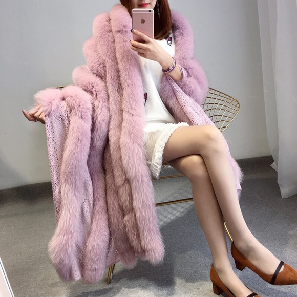 Off the Shoulder Fur Coat - Picture 1 of 6
